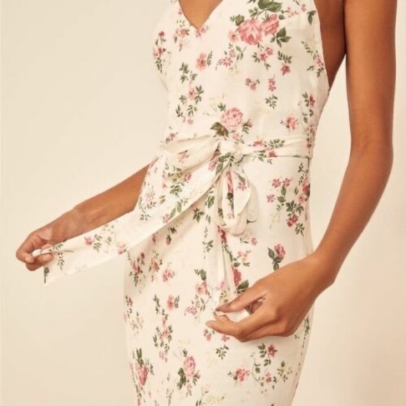 Reformation Dietrich White Rose Floral Dress Sz 4 - Picture 3 of 4